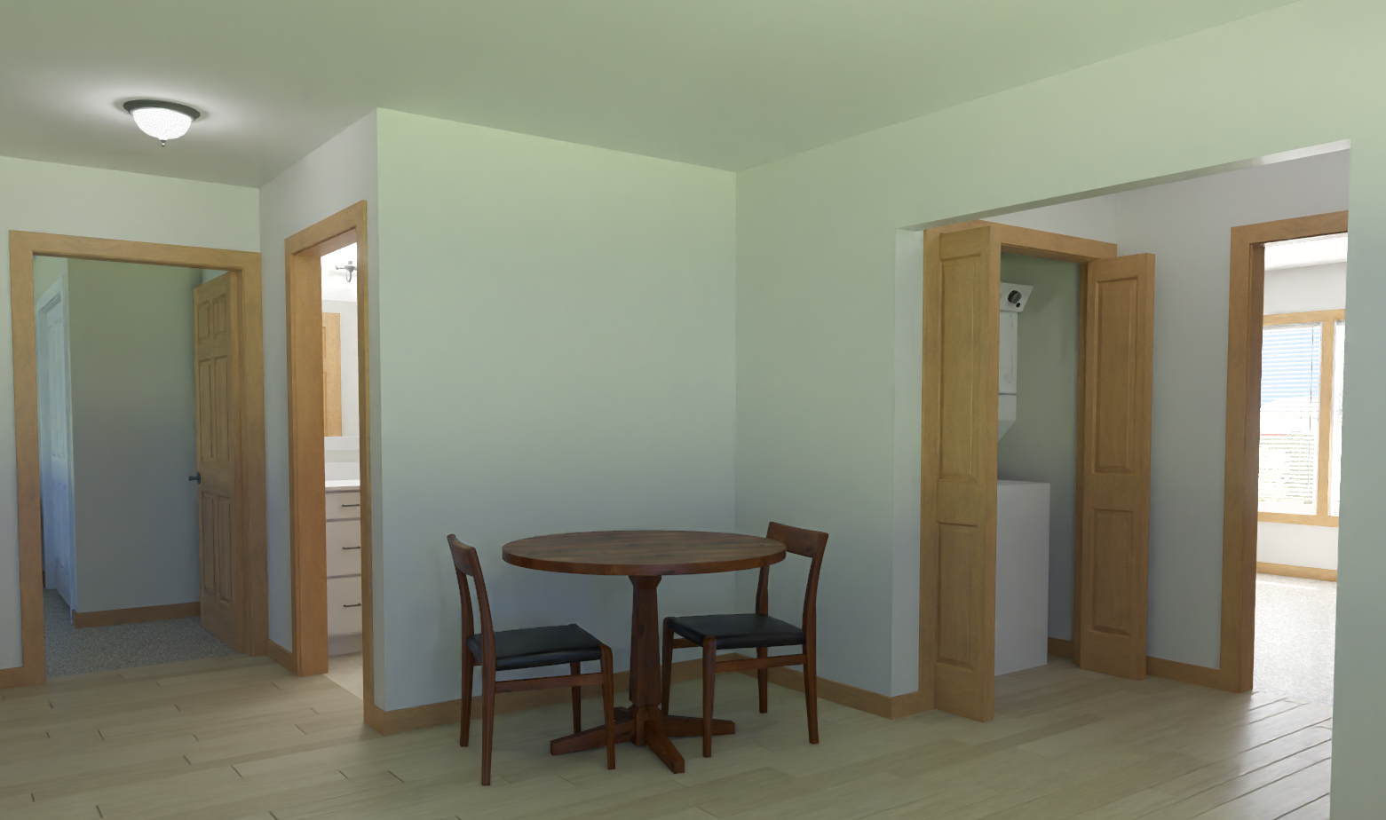 Unit 1 Living Space to Bed and Bath View.png